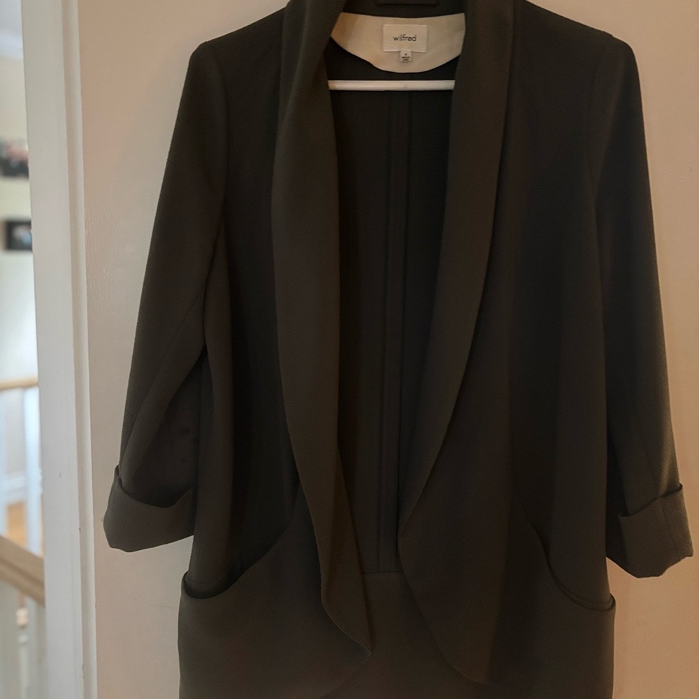 Wilfred Khaki Green Blazer Classic Open Front Design